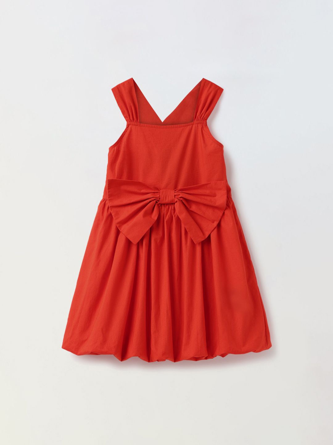 

SPUNKIES Girls Square Neck Cotton A-Line Mini Dress, Red