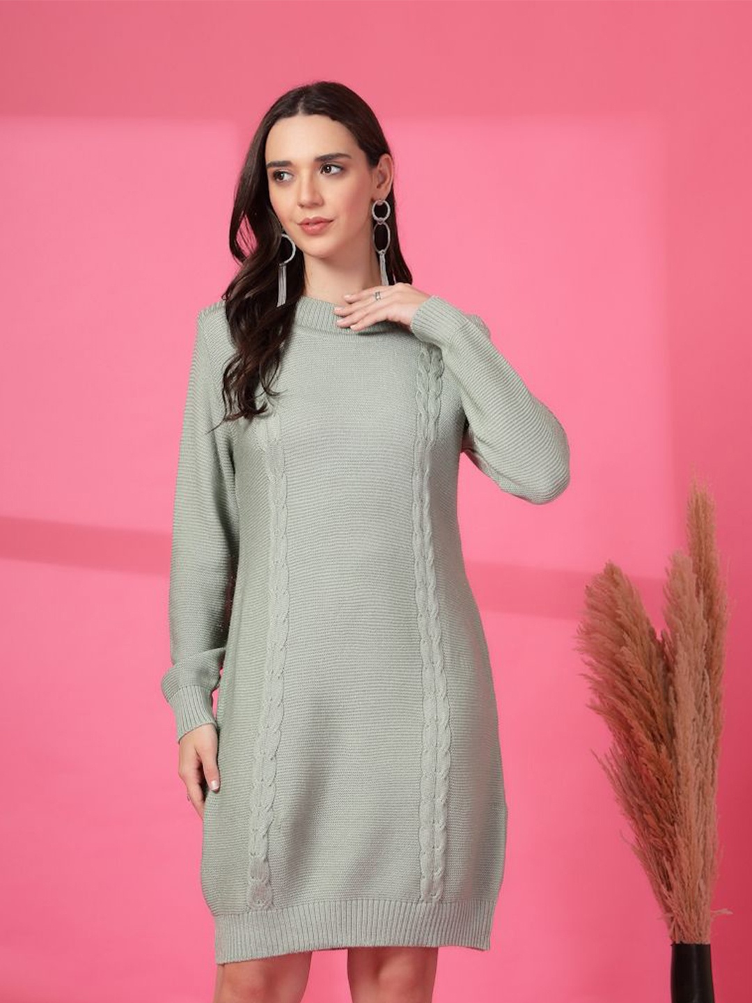 

Clora Creation Woollen Bodycon Dress, Green