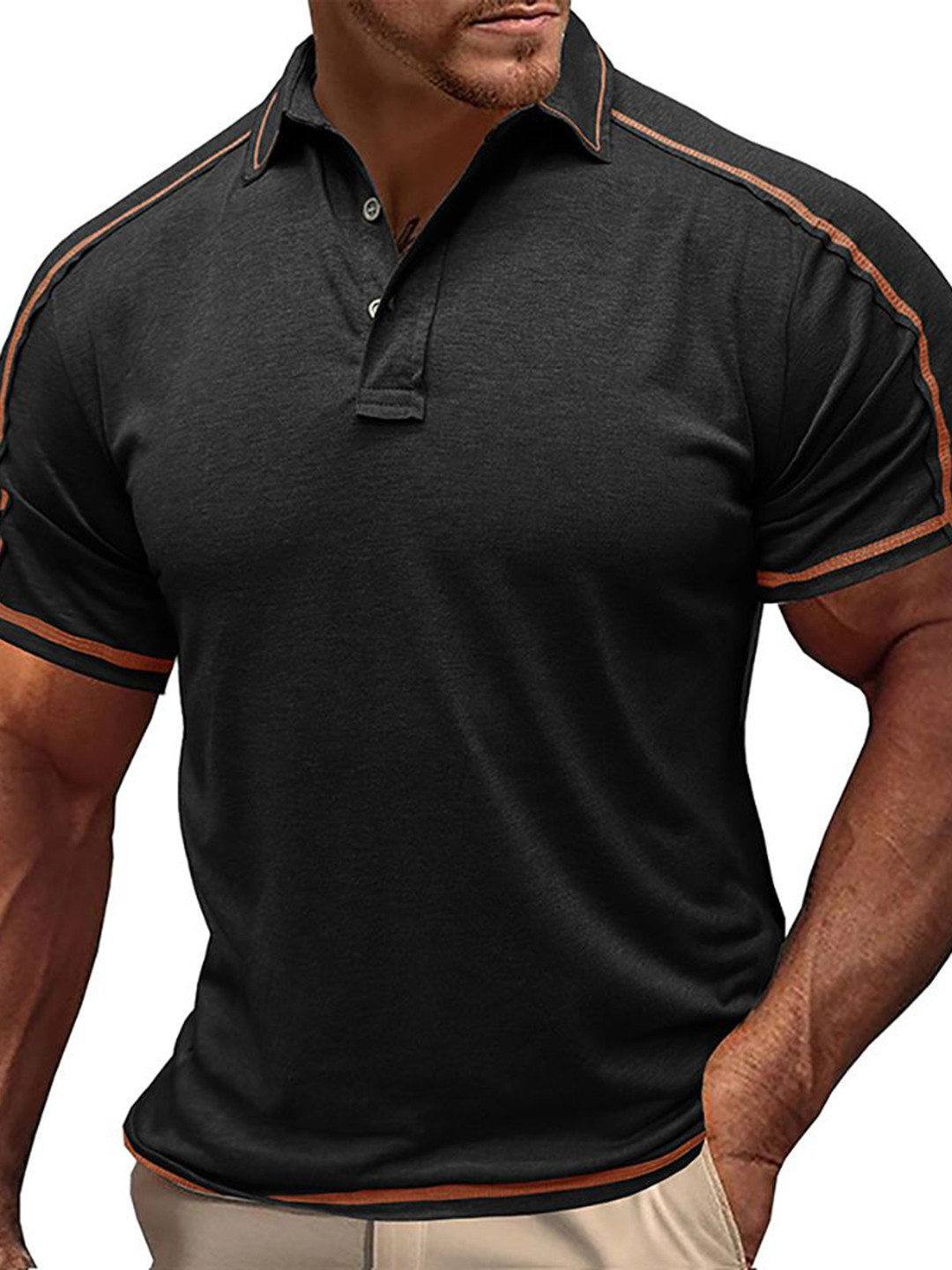 

StyleCast x Revolte Men Polo Collar T-shirt, Black