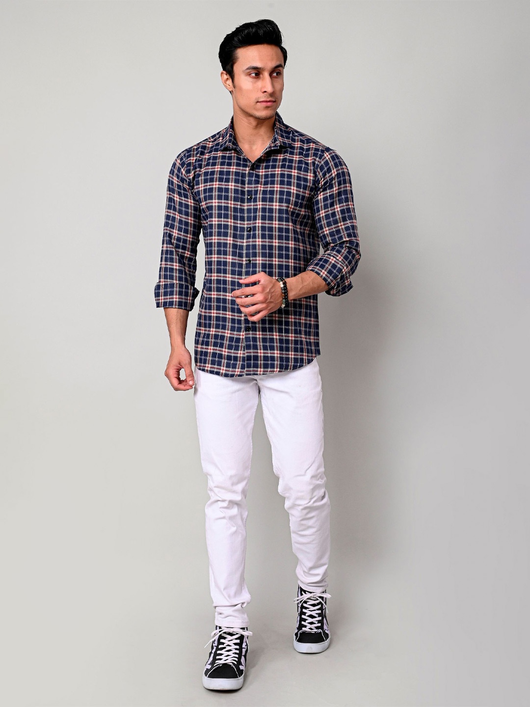 

Tanip Men Comfort Sheer Checked Casual Shirt, Red