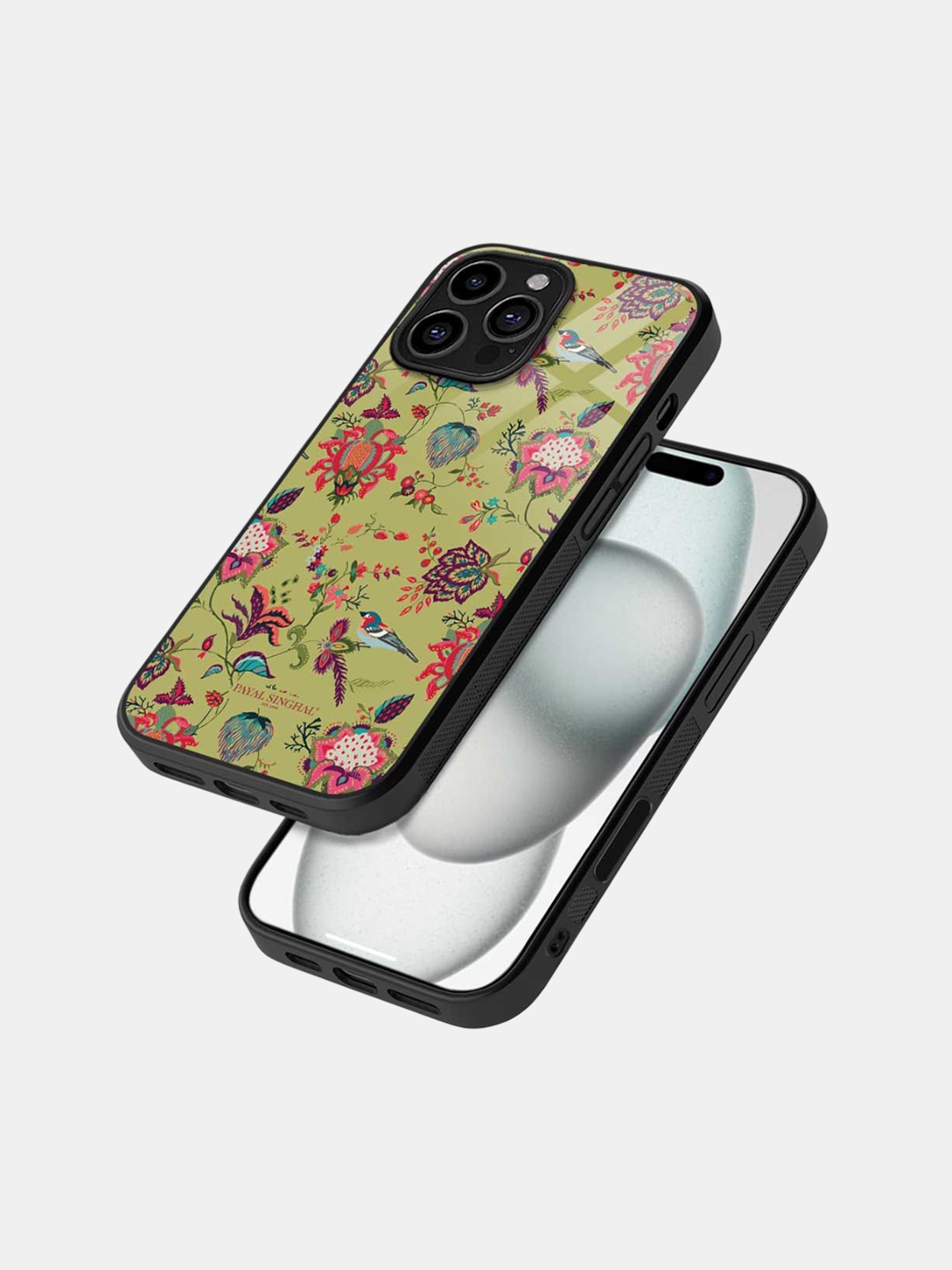 

macmerise Floral Printed iPhone 16 Pro Max Bumper Case Mobile Accessories, Black