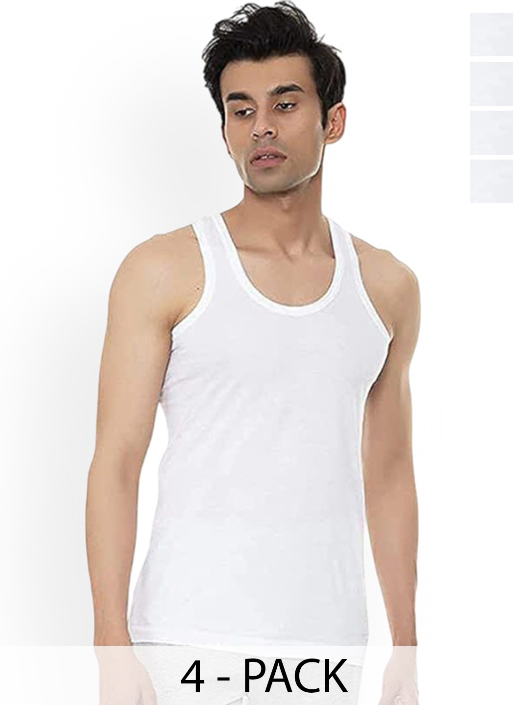

AMUL COMFY Pack of 4 Cotton Sleeveless Innerwear Vests Comfy-White-RN-4-80