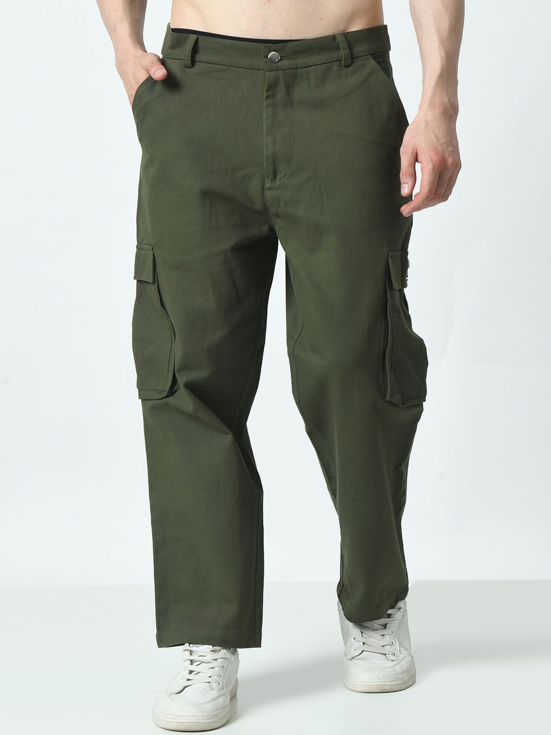 

EKSDEE Men Relaxed Loose Fit Cargos Trousers, Green