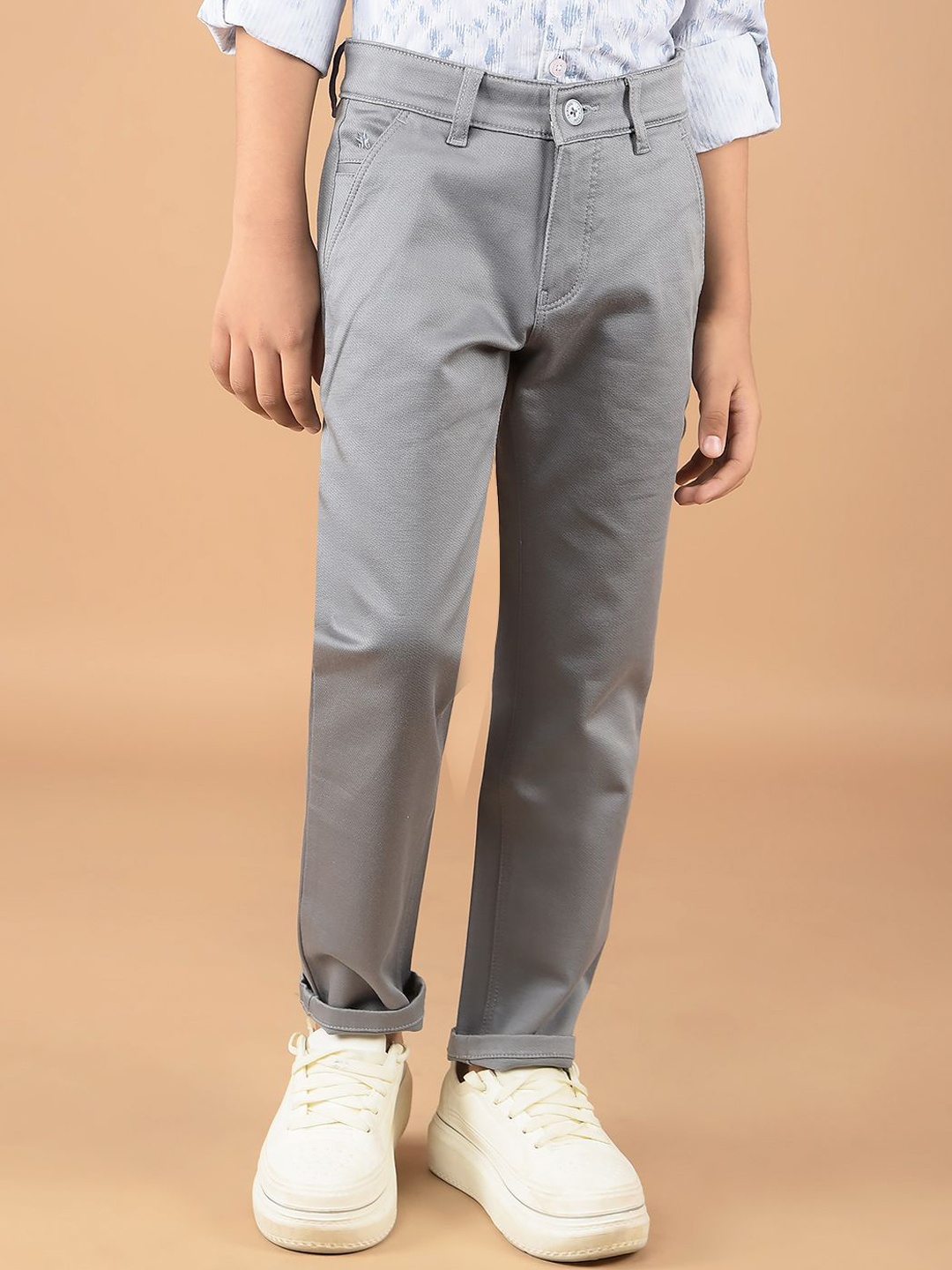 

Crimsoune Club Boys Slim Fit Chinos Trousers, Grey