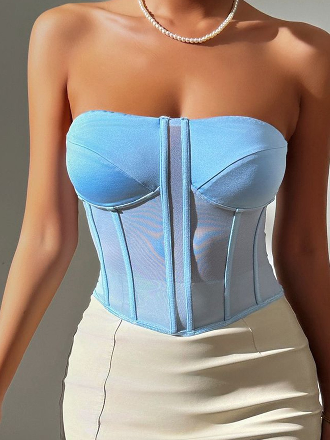 

LULU & SKY Print Tube Top, Blue