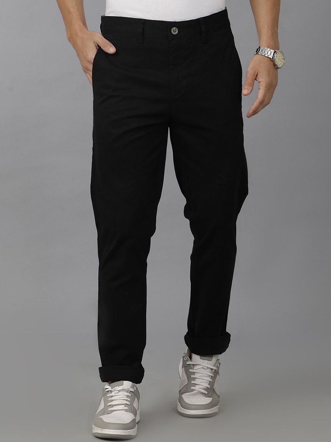 

Double Two Men Slim Fit Trousers, Black