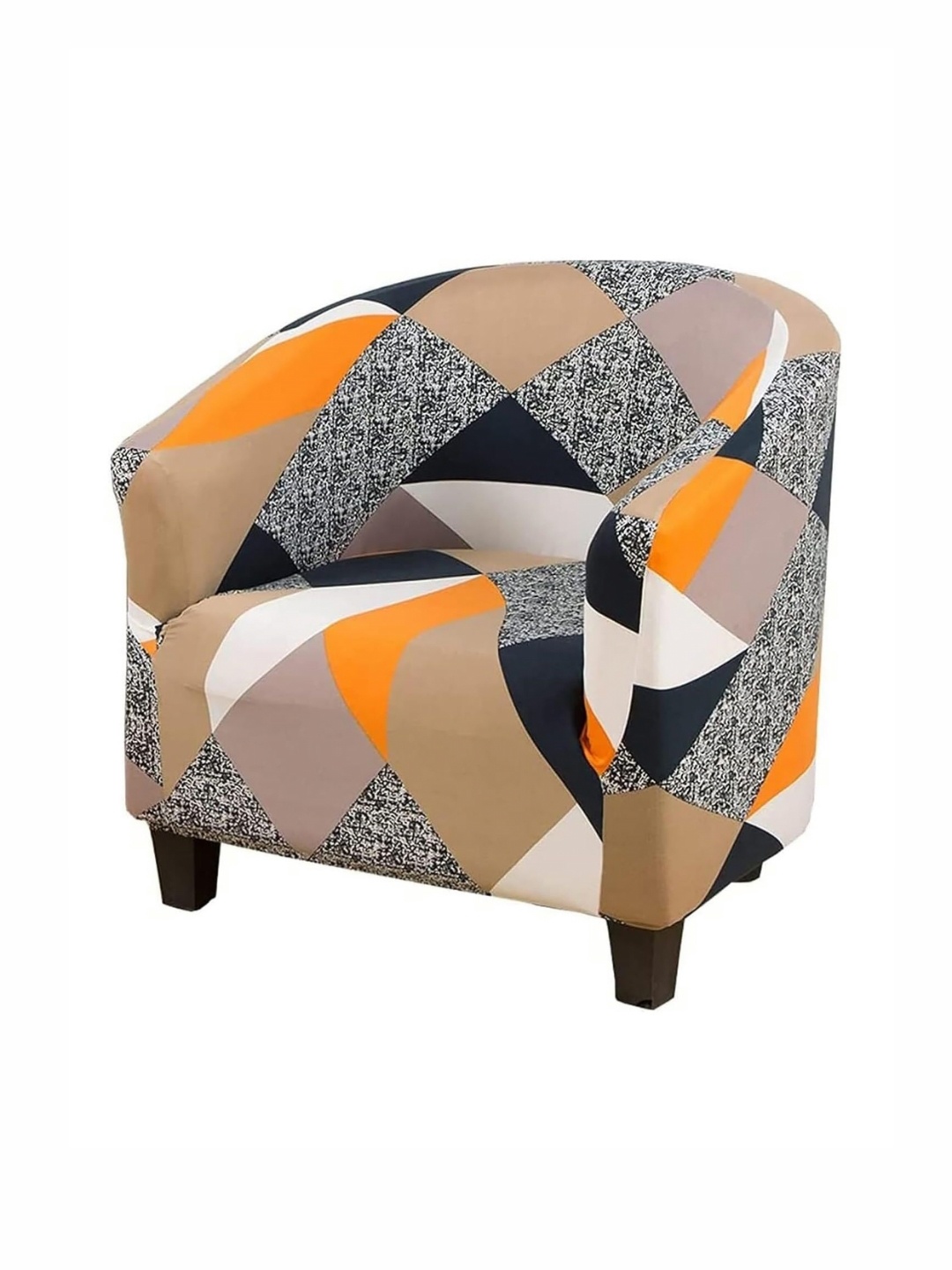 

HOUSE OF QUIRK Beige & Orange-Colored Printed Sofa Cover