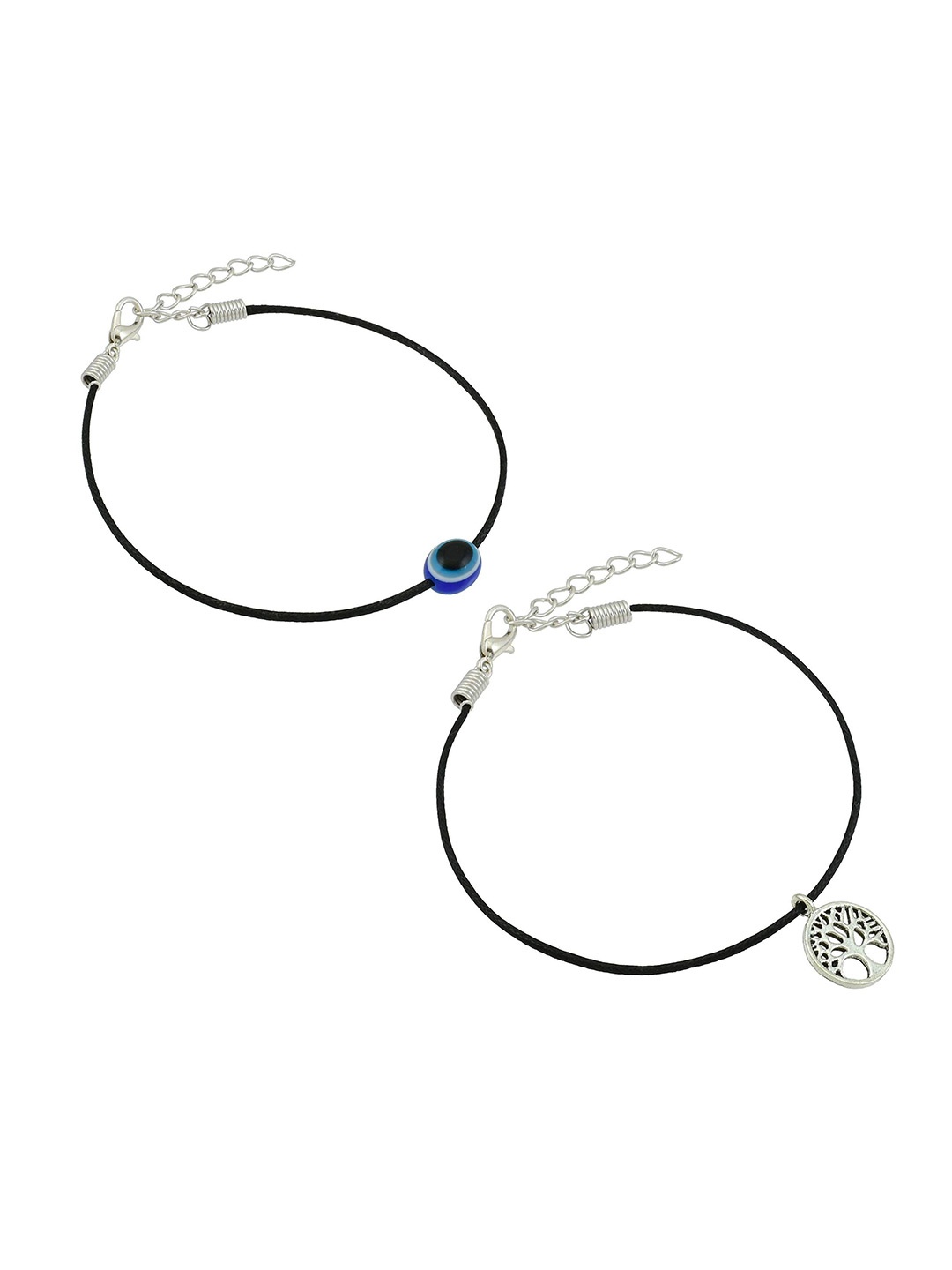 

HIGH TRENDZ Women Set of 2 Anklets, Black