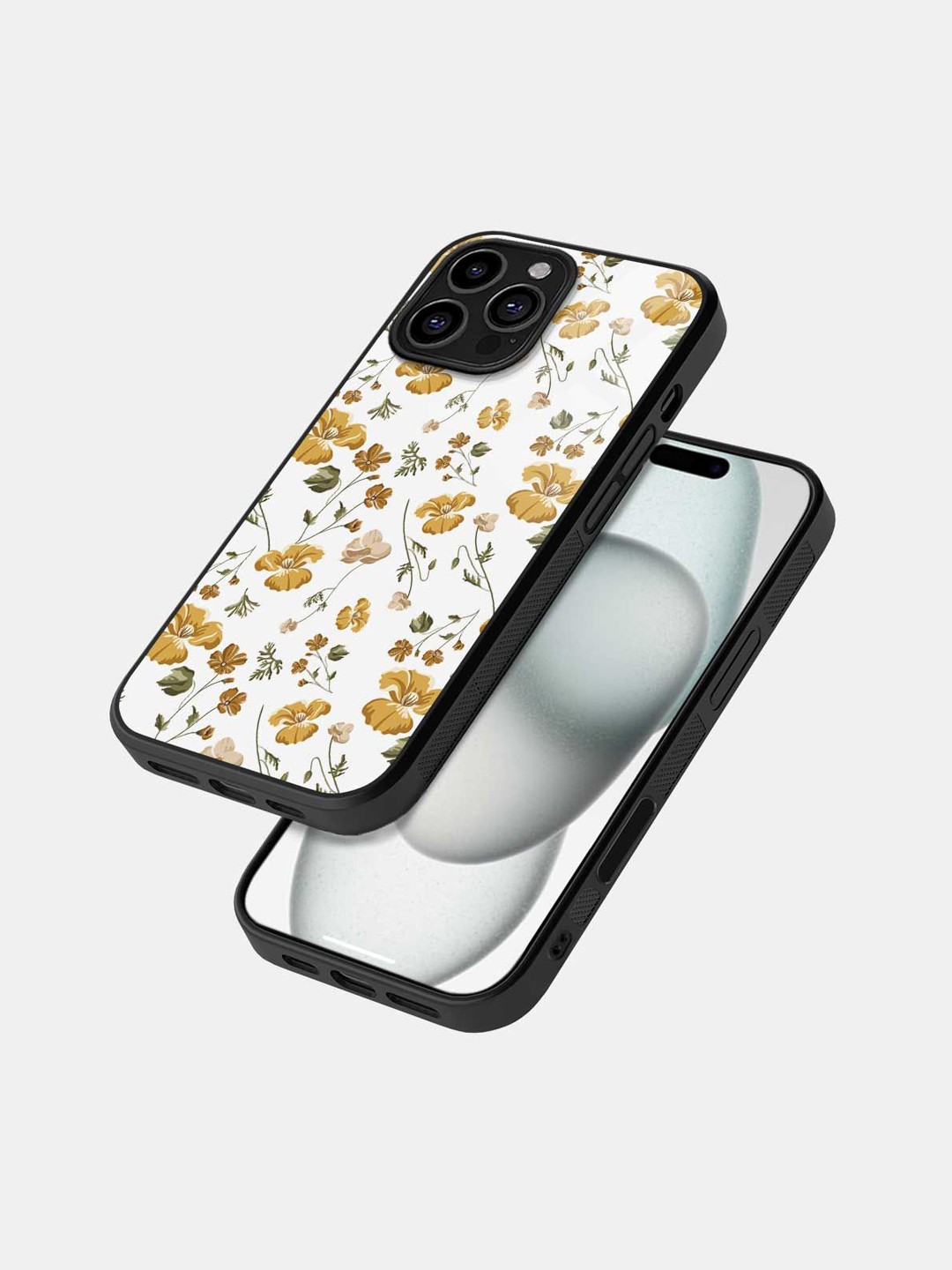 

macmerise Floral Printed iPhone 16 Pro Max Bumper Case Mobile Accessories, Black