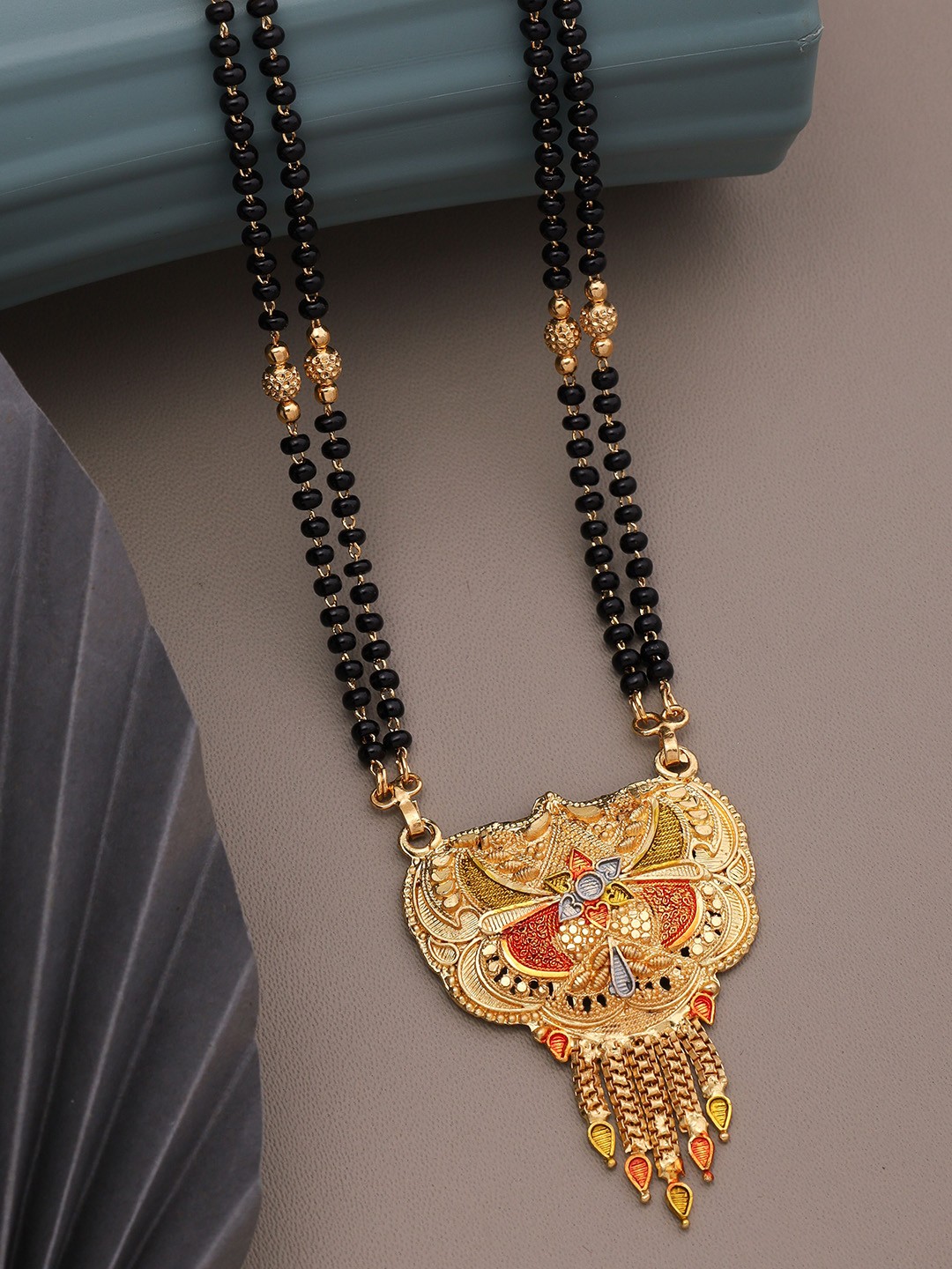 

Wynona Gold-Plated Artificial Beads Mangalsutra