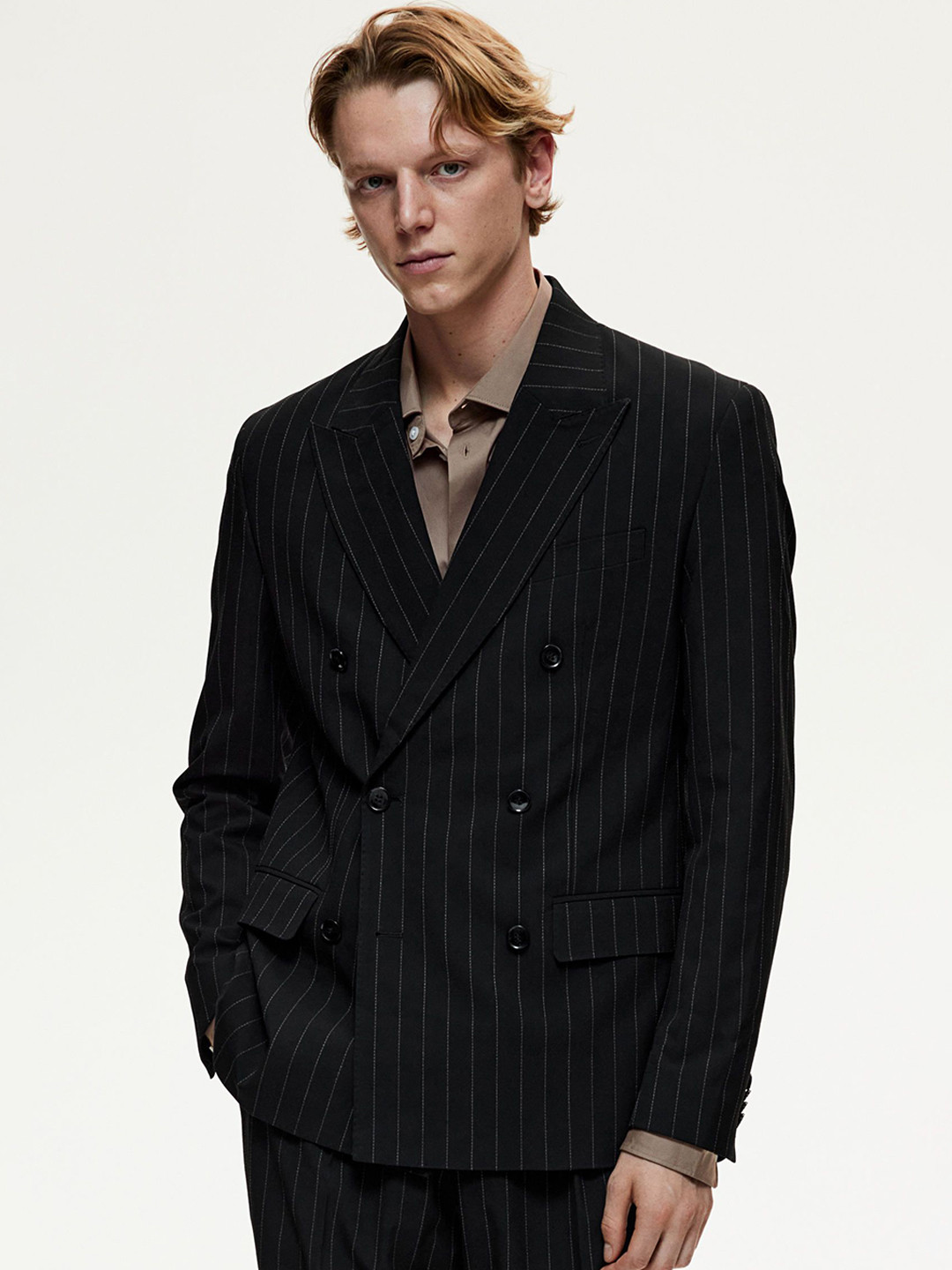 

H&M Regular Fit Double-Breasted Jacket, Black