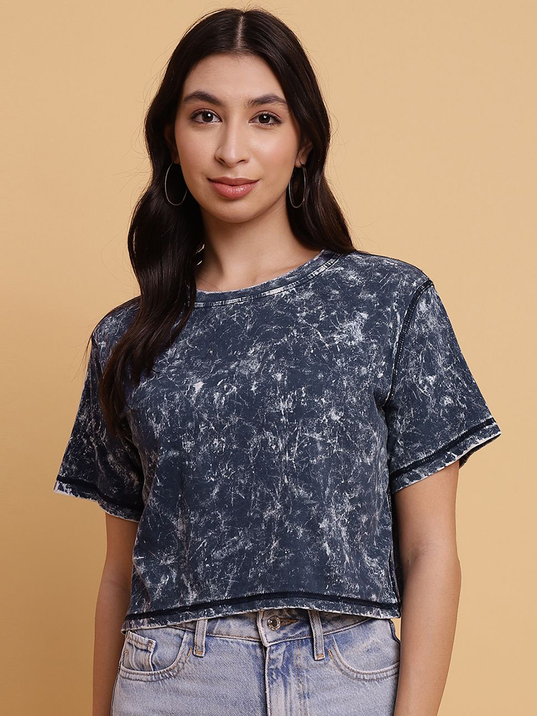 

Sands of India Dyed Crop T-shirt, Blue