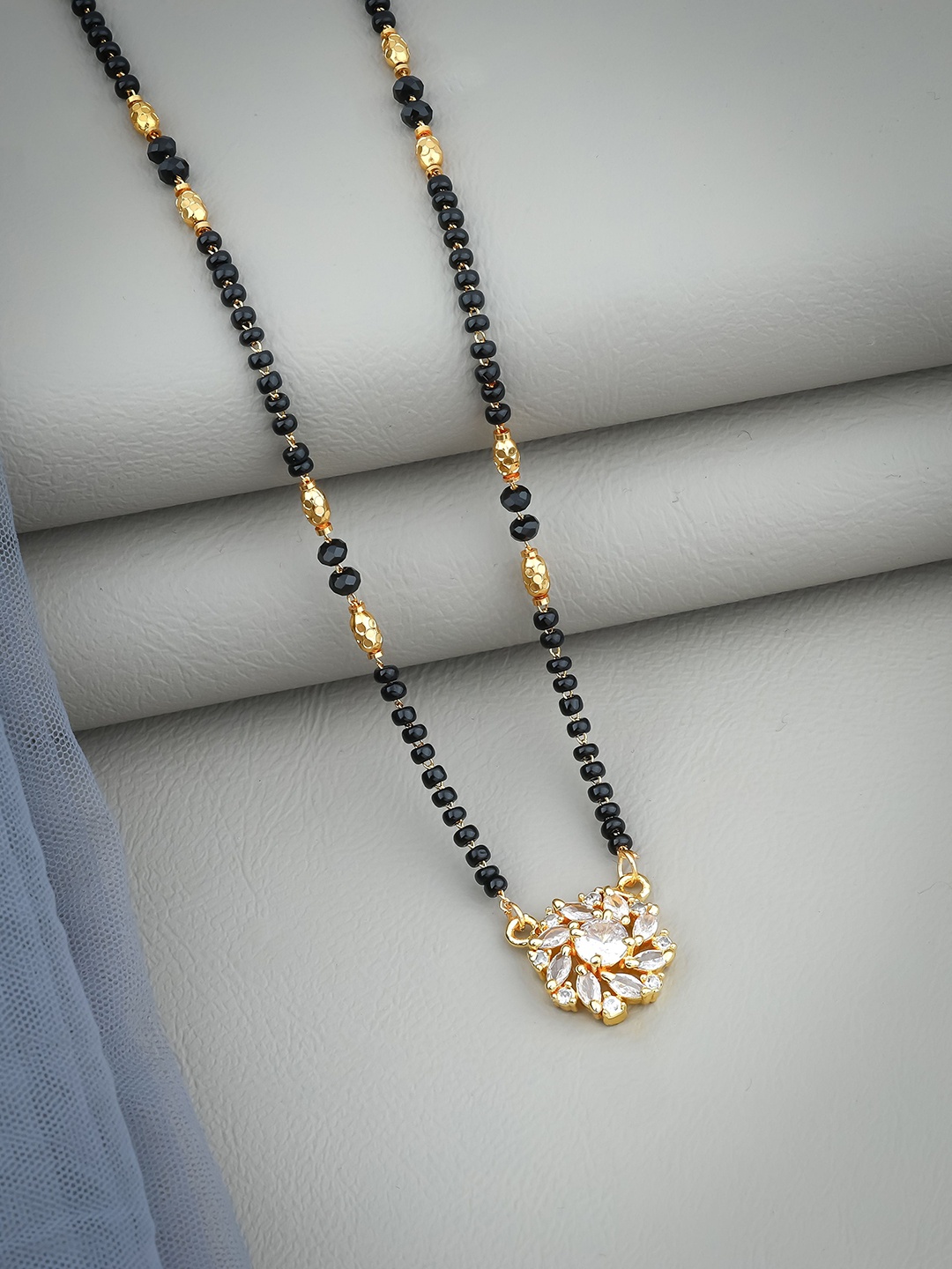 

Wynona Gold-Plated Artificial Beads Mangalsutra