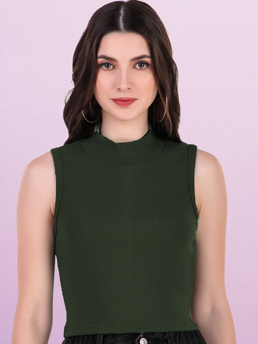 

Swaranjali Tie-Up Neck Tank Top, Green