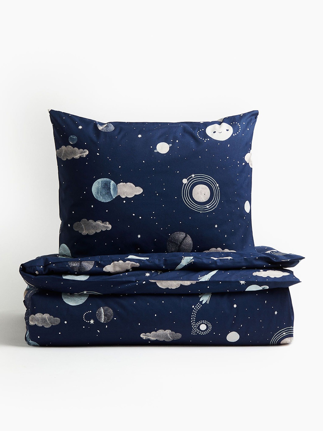 

H&M Blue and White Boys Patterned Cotton Duvet Cover Set