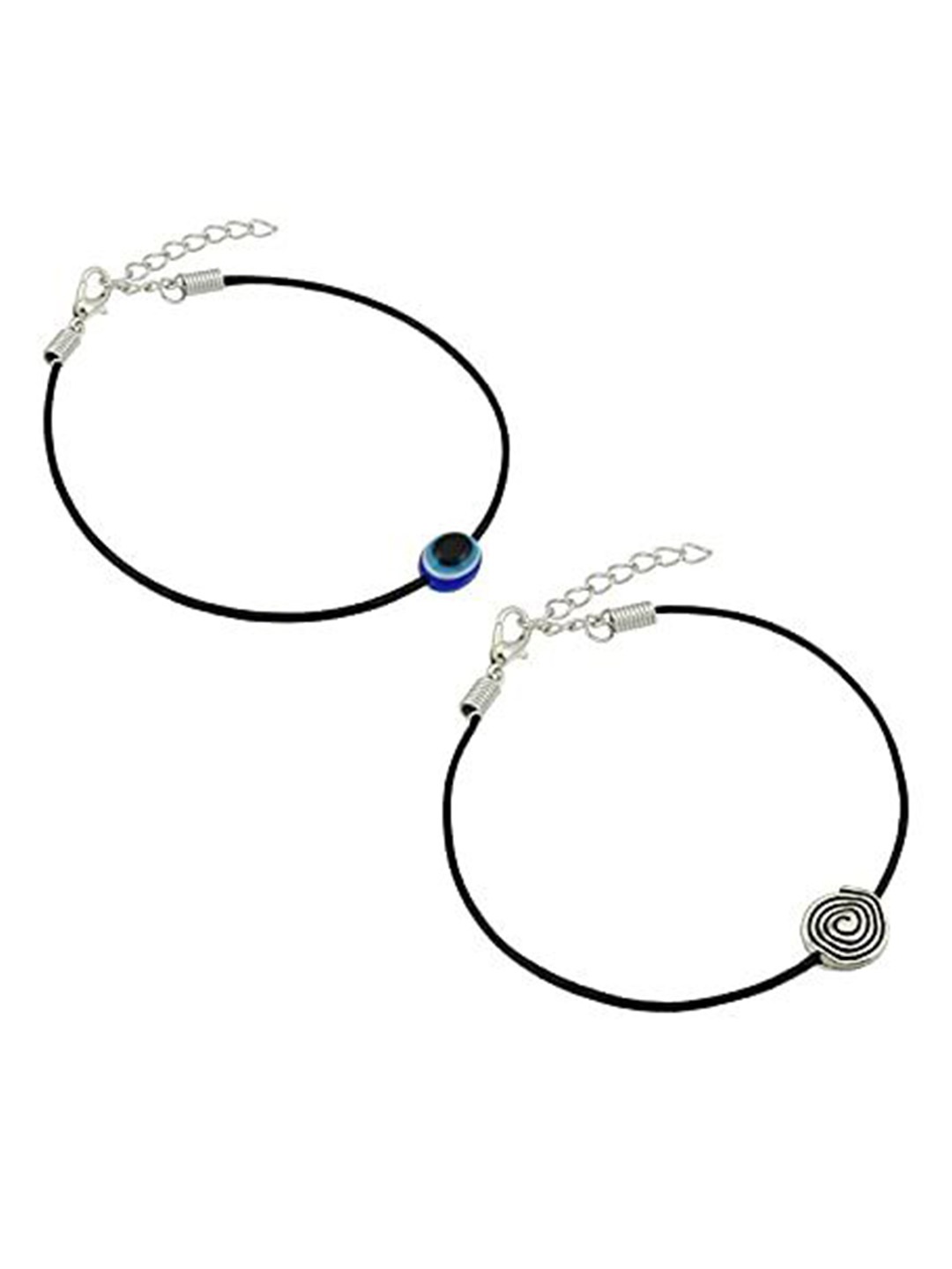 

HIGH TRENDZ Women Set of 2 Anklets, Black