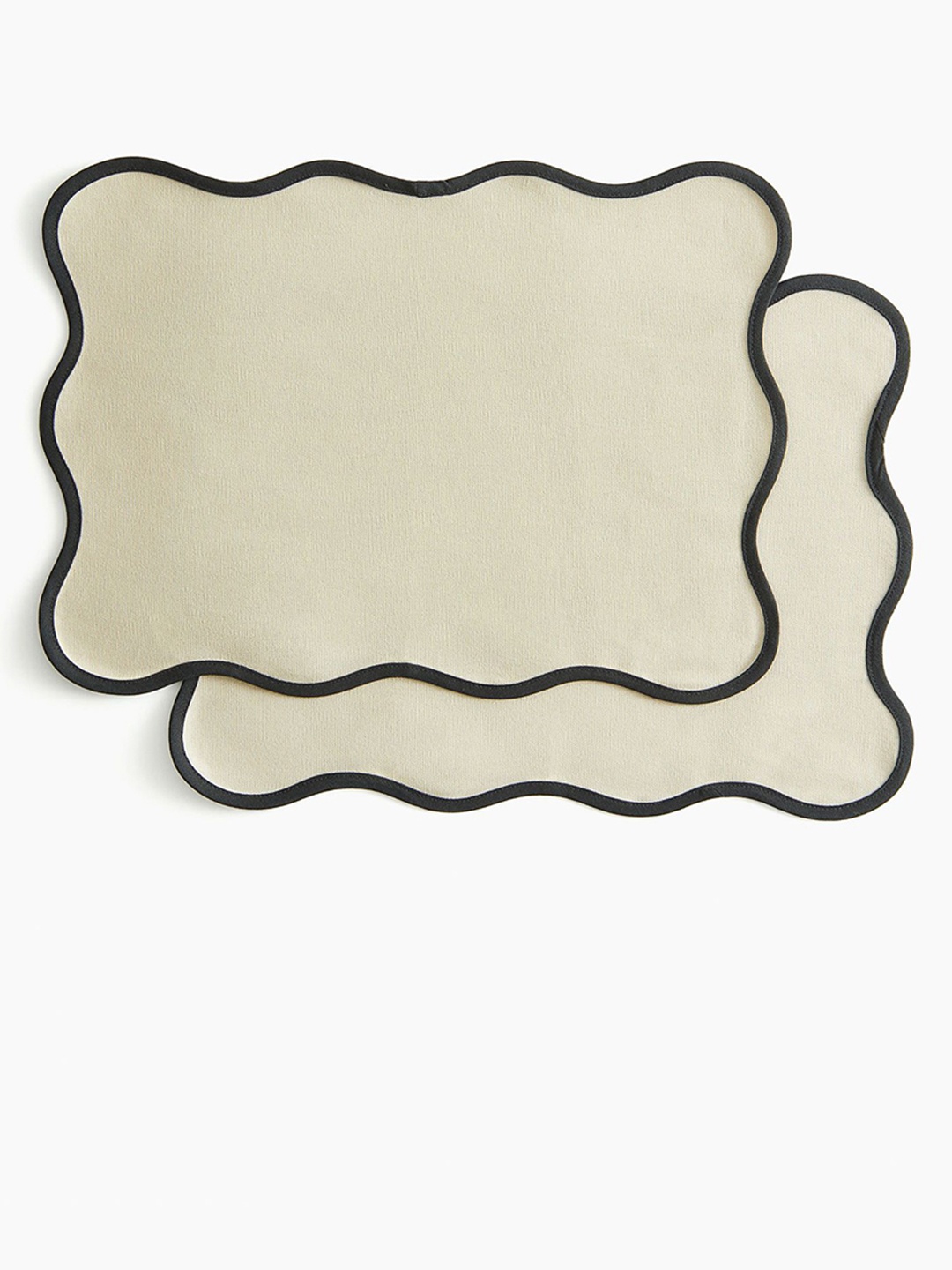 

H&M 2 Pack Beige Pure Cotton Scallop-Edged Place Mats