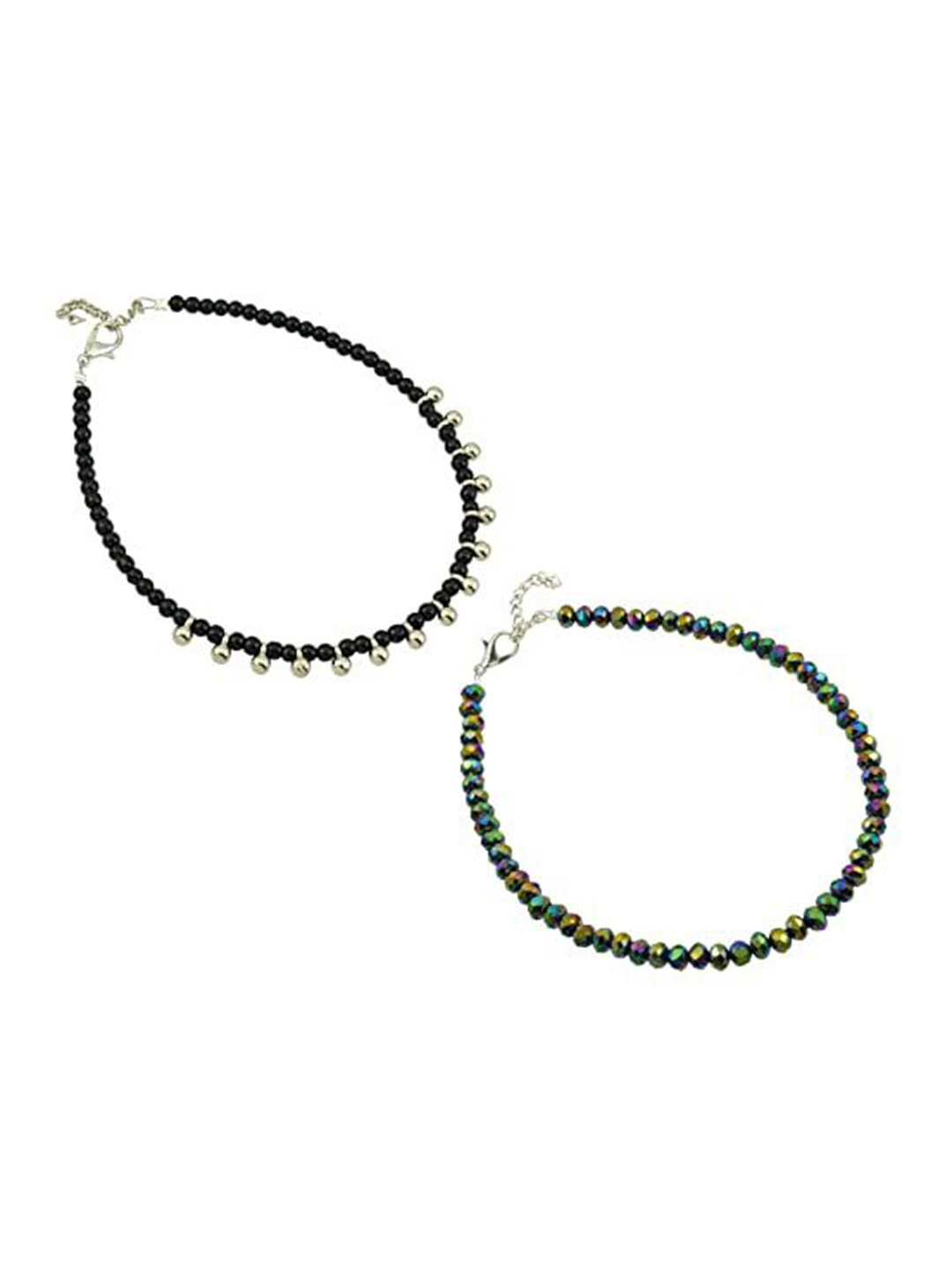 

HIGH TRENDZ Women Set of 2 Anklets, Black