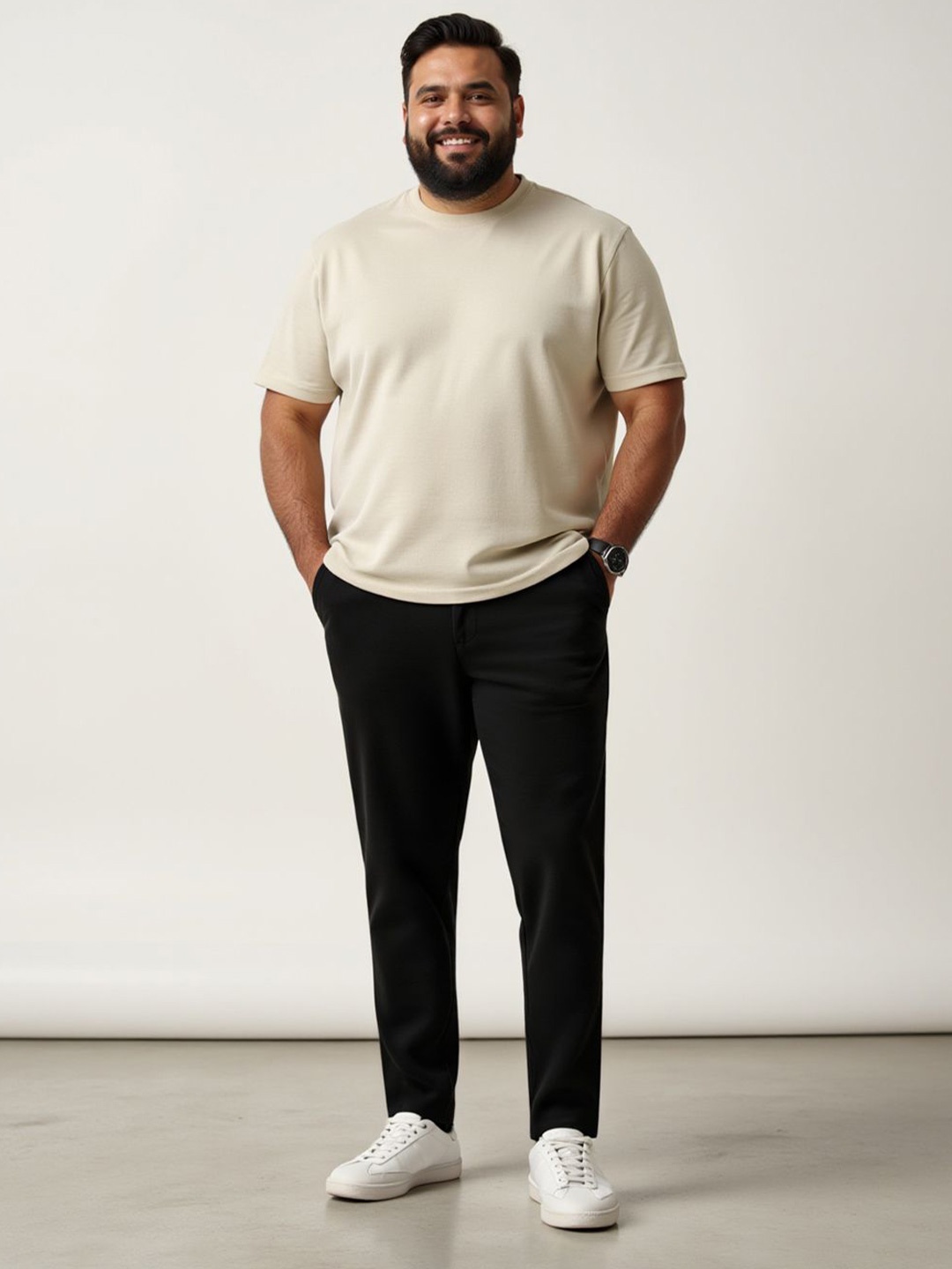 

The Pant Project Men Comfort Slim Fit Wrinkle Free Chinos Trousers, Black