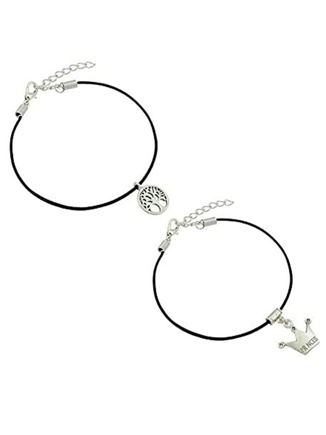

HIGH TRENDZ Women Set of 2 Anklets, Black