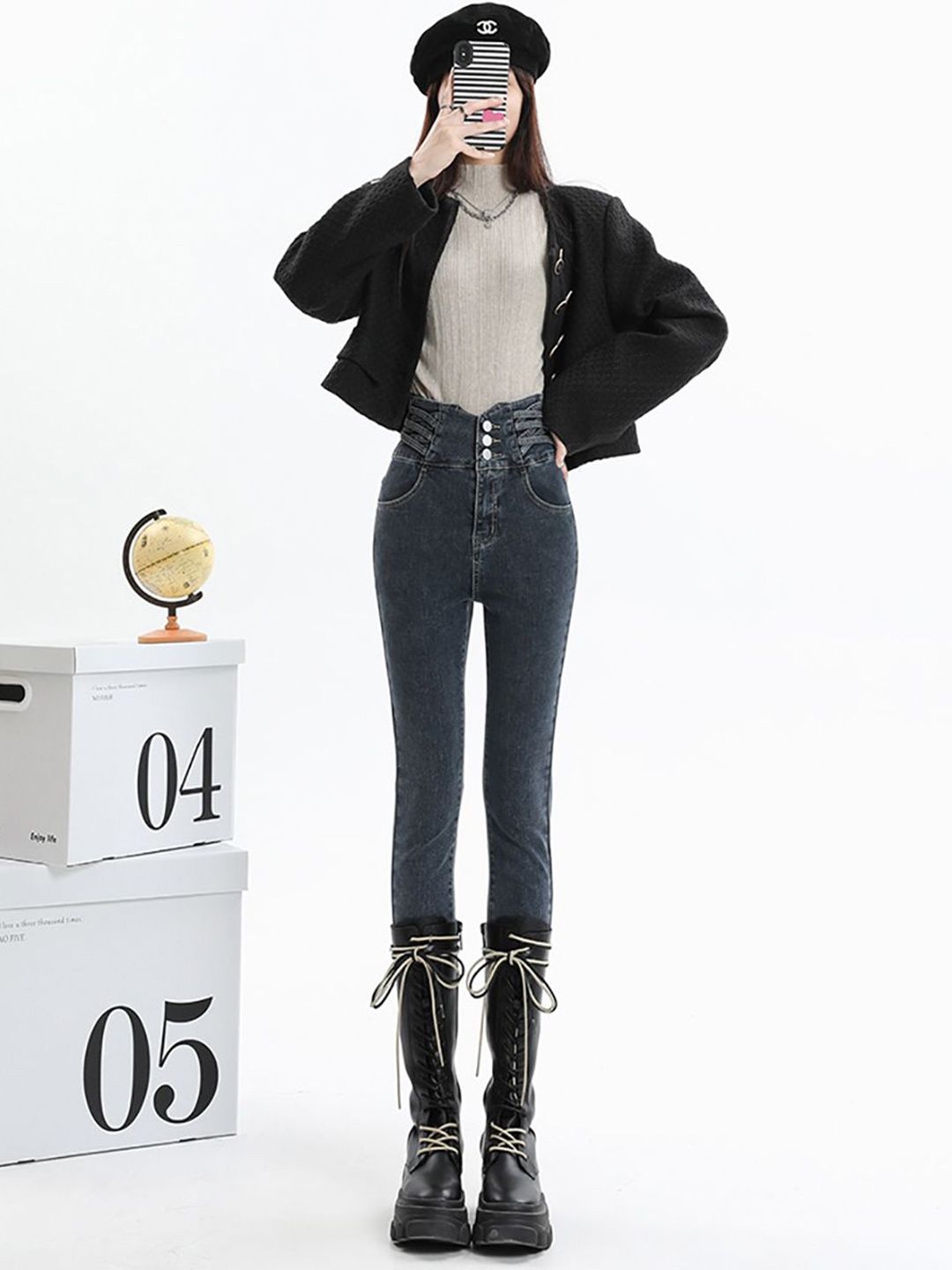 

StyleCast x Revolte Women Skinny Fit High-Rise Jeans, Blue