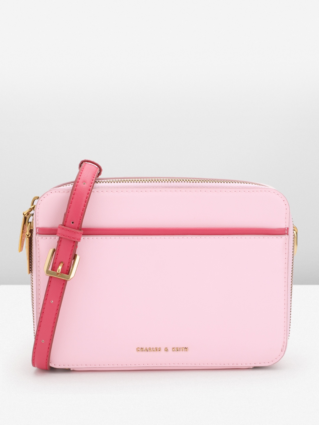 

CHARLES & KEITH PU Structured Sling Bag, Pink