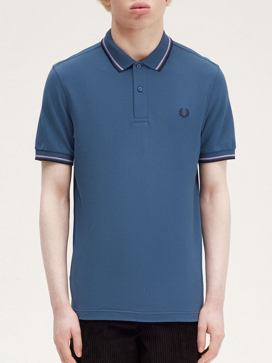 

Fred Perry Men Polo Collar Applique T-shirt, Blue