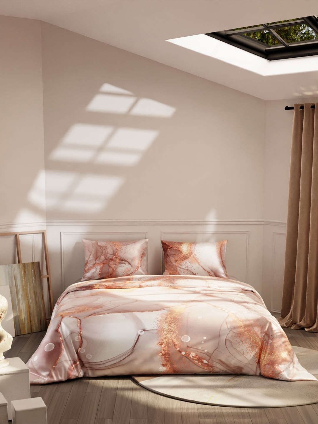 

Stoa Paris Louvre Champagne Satin King Regular Bedding Set