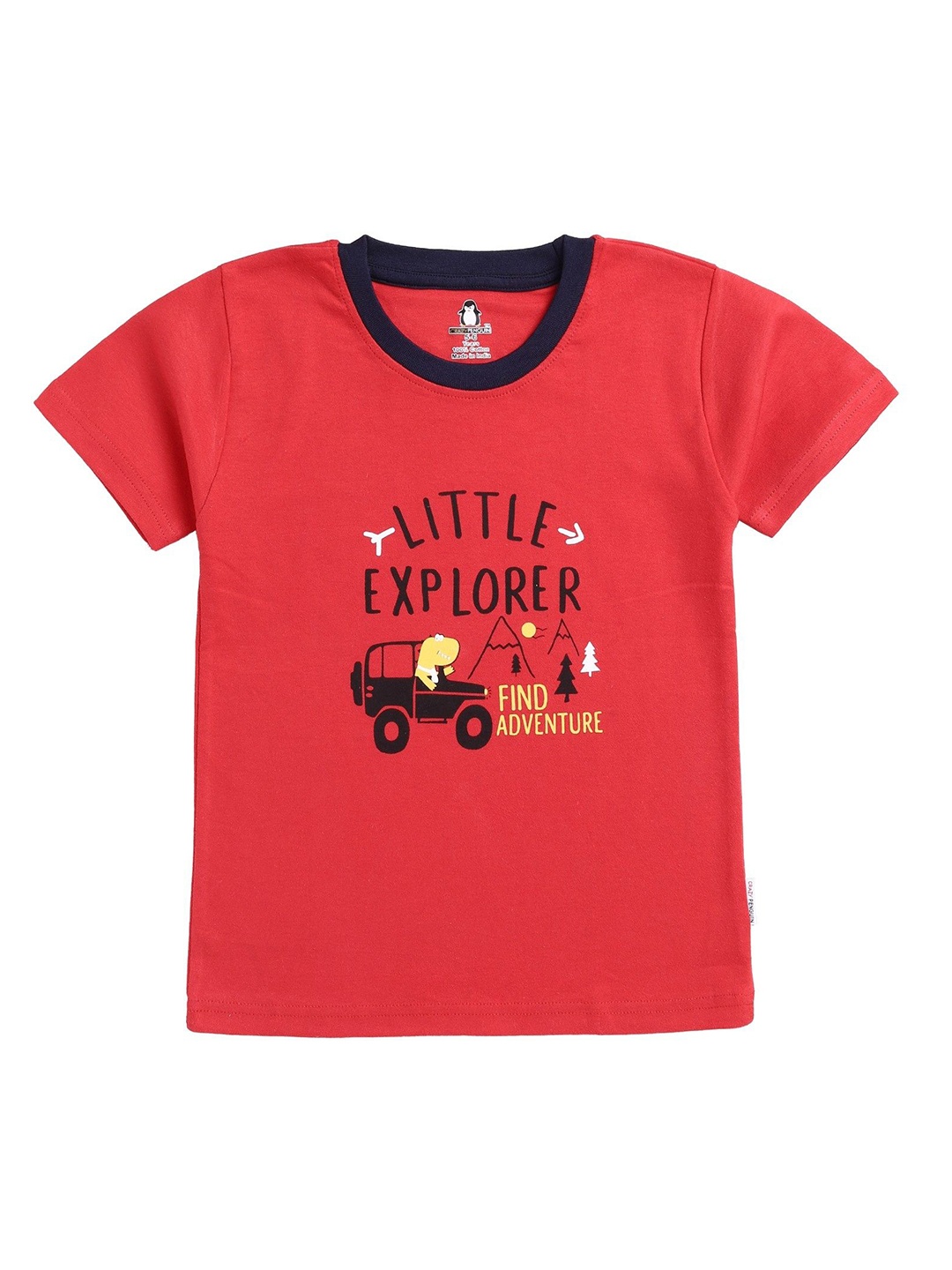 

CRAZYPENGUIN ELITE Boys Graphic Printed Round Neck Cotton T-shirt, Red