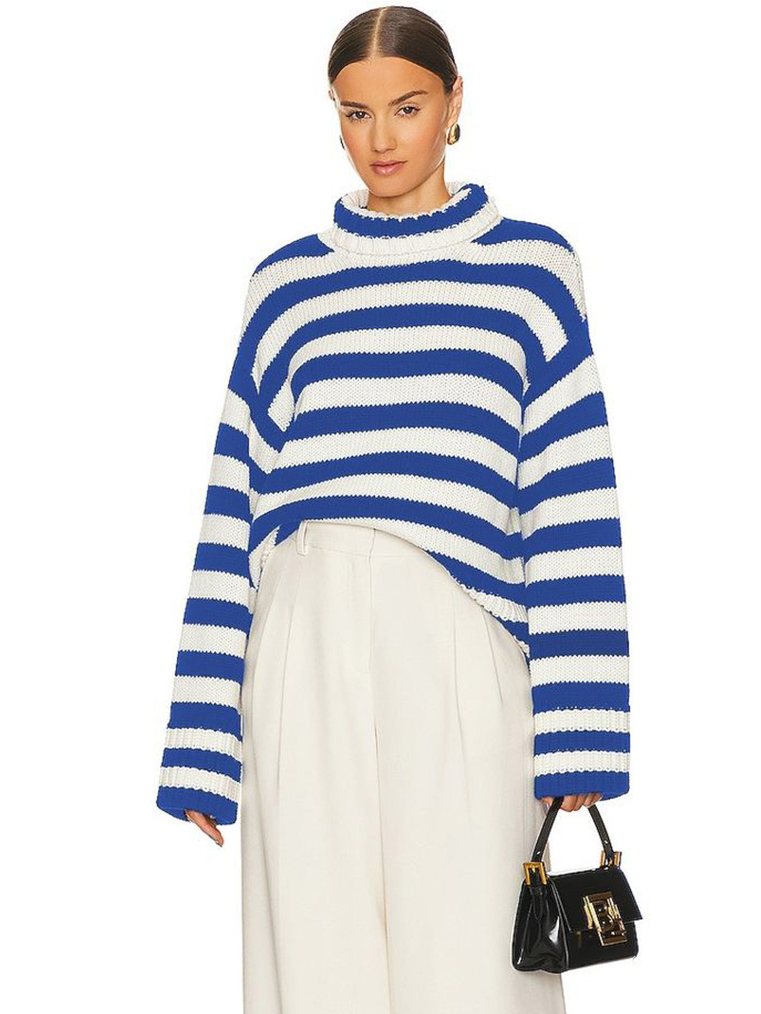 

LULU & SKY Women Striped Pullover, Blue