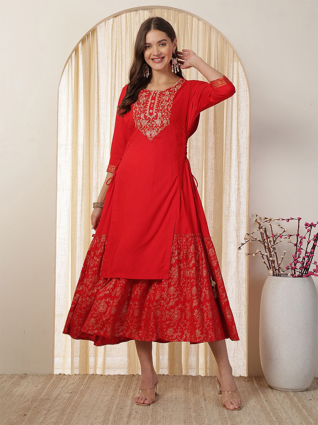 

Anouk A-Line Midi Dress, Red
