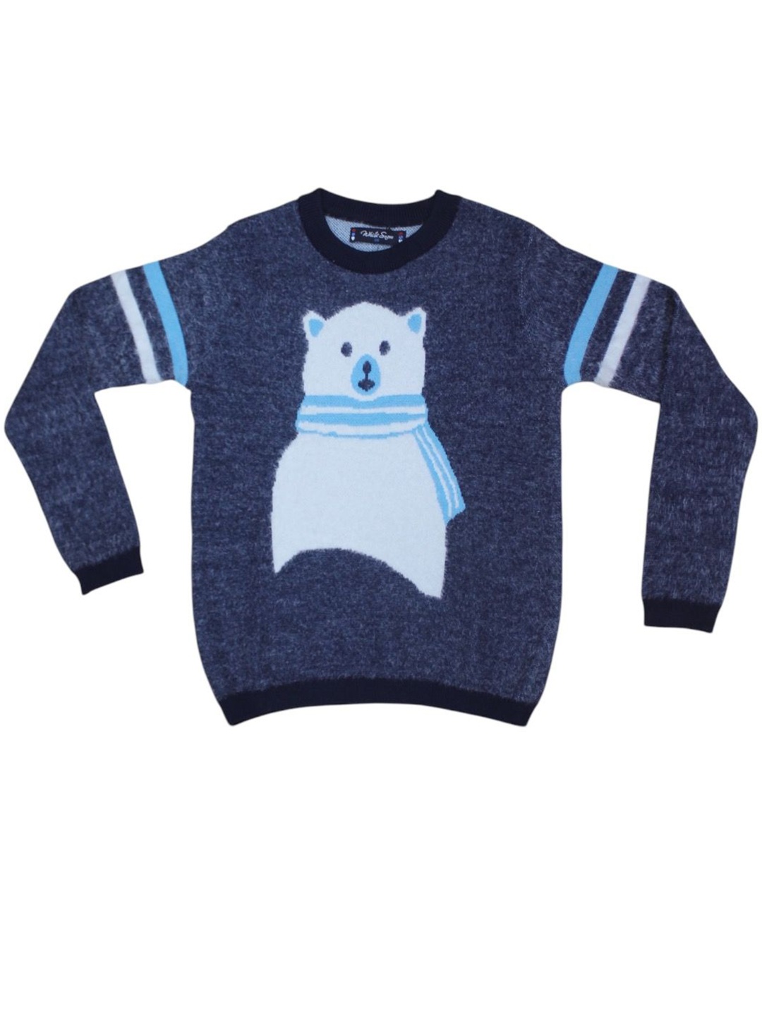 

White Snow Unisex Kids Printed Pullover, Navy blue