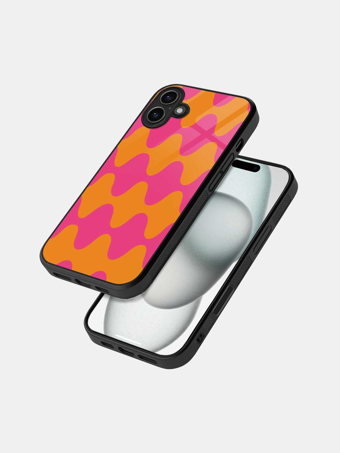 

macmerise Geometric Printed iPhone 16 Plus Bumper Case Mobile Accessories, Black