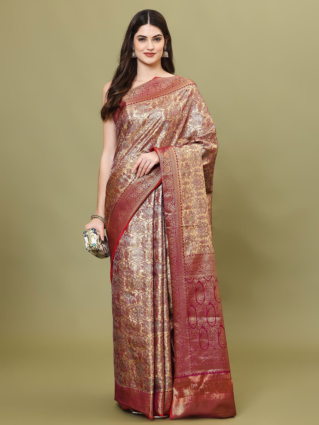 

Meena Bazaar Woven Design Zari Art Silk Saree, Magenta