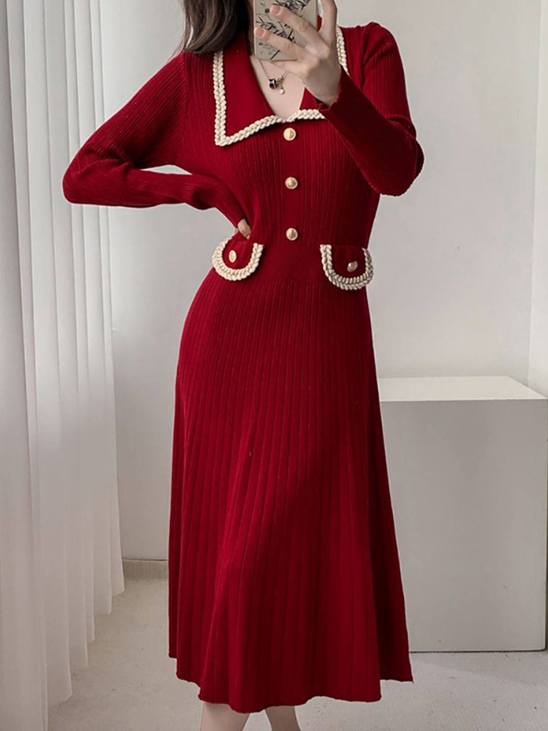

StyleCast x Revolte Fit & Flare Midi Dress, Red