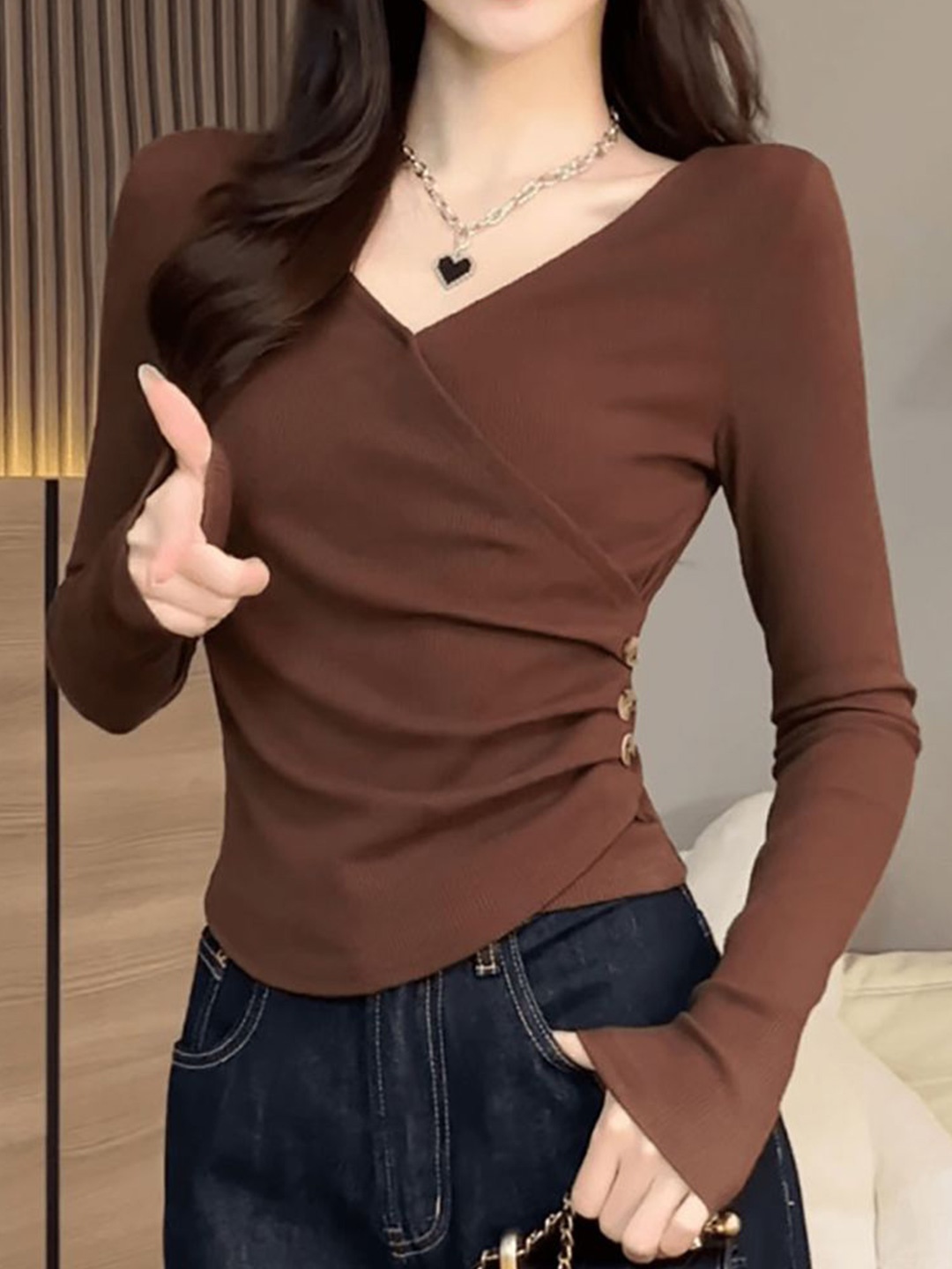 

StyleCast x Revolte Top, Coffee brown