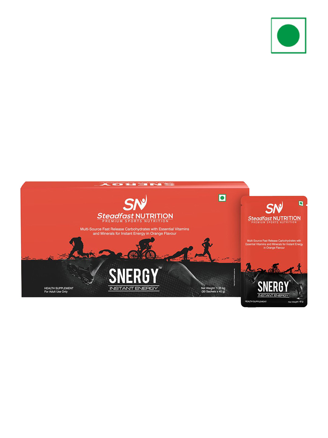 

Steadfast Nutrition Snergy Instant Energy Pre workout Supplements Orange 30 Sachets 1350g