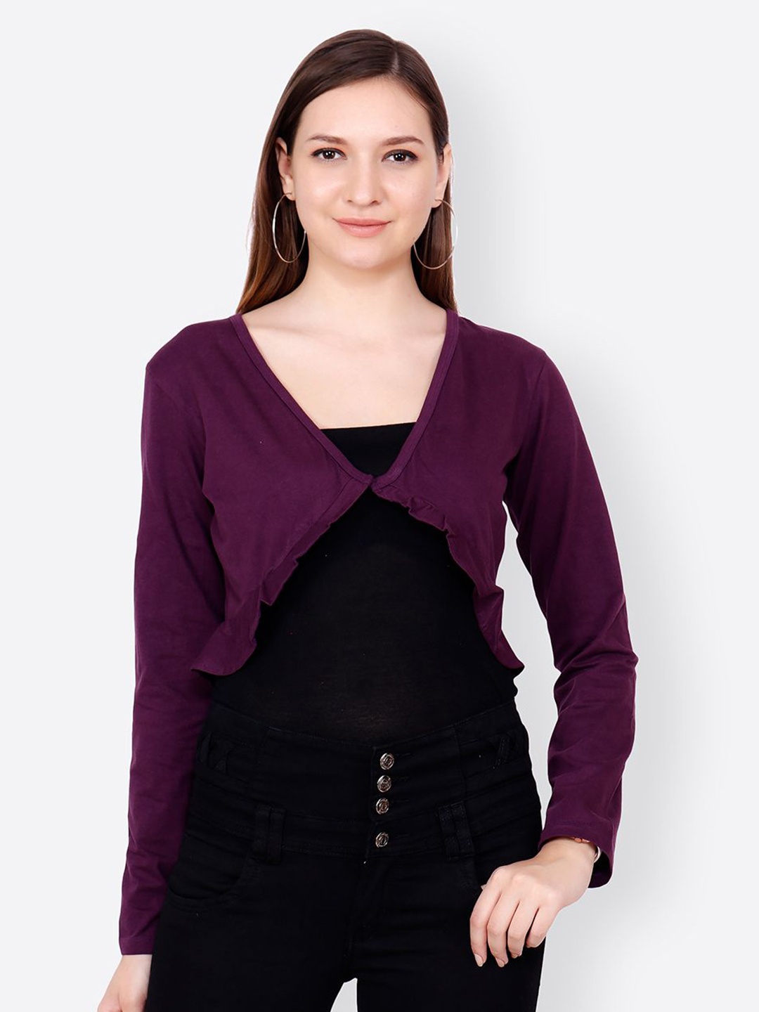 

SCORPIUS Women Crop Shrug, Burgundy
