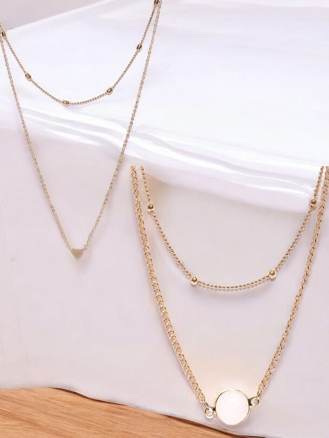 

DressBerry Set Of 2 Gold-Plated Multi Layered Necklace