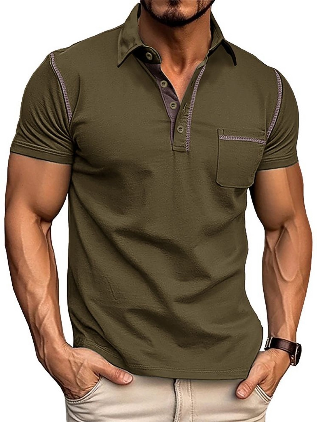 

StyleCast x Revolte Men Polo Collar T-shirt, Green