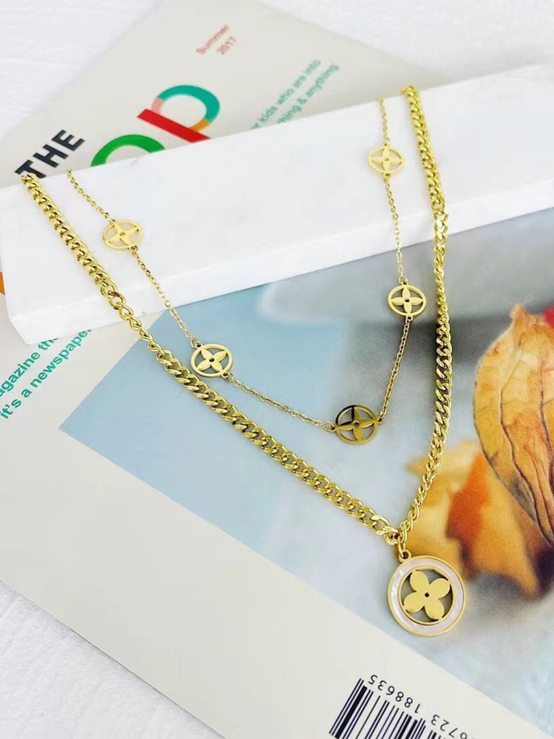 

Just Lil Things Clover Pendant Layered Necklace, Gold