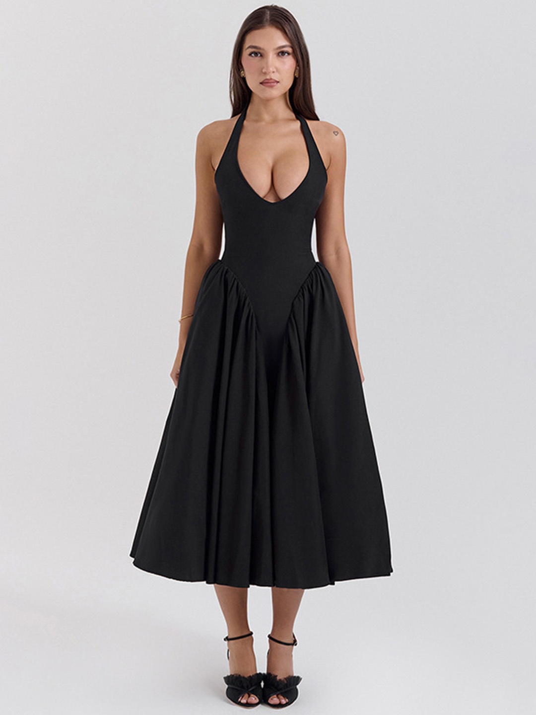 

MIAKEE A-Line Maxi Dress, Black