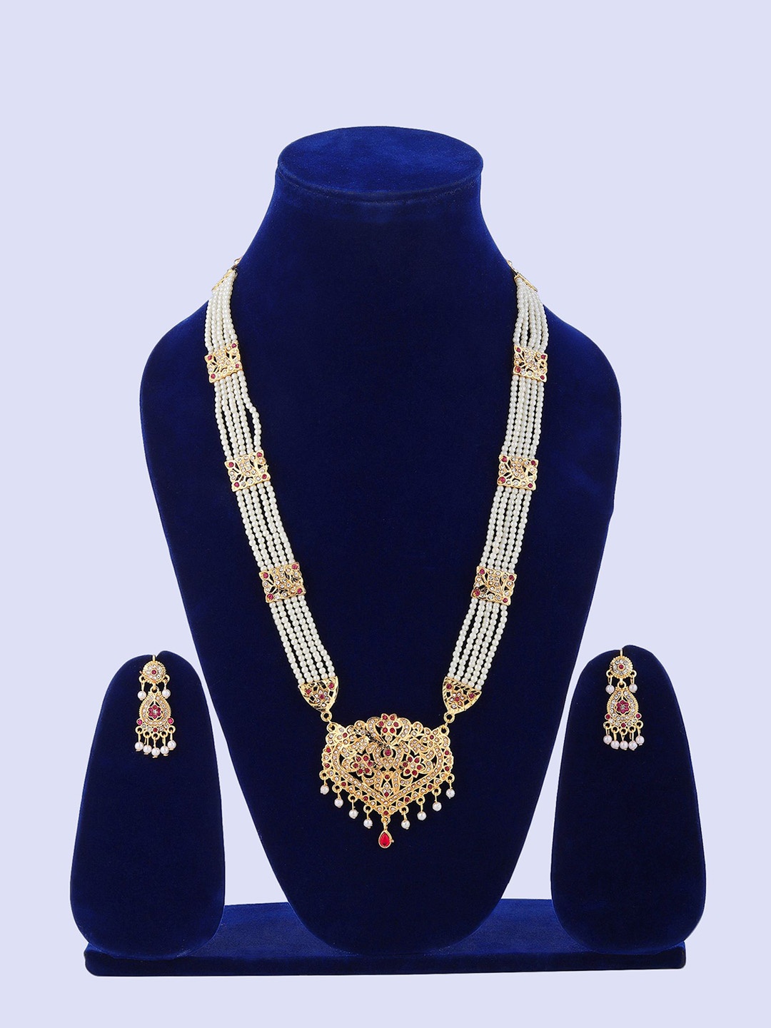 

Rhosyn Women Gold-Plated Stone-Studded & Beaded Jewellery Set