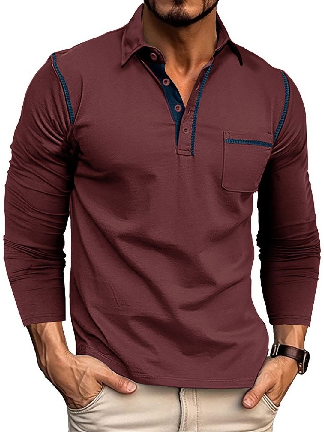 

StyleCast x Revolte Men Polo Collar T-shirt, Maroon