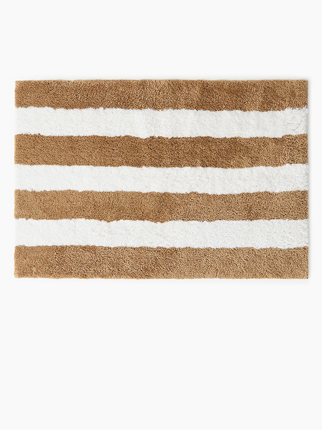 

H&M Beige & White Cotton-Blend Bath Mat