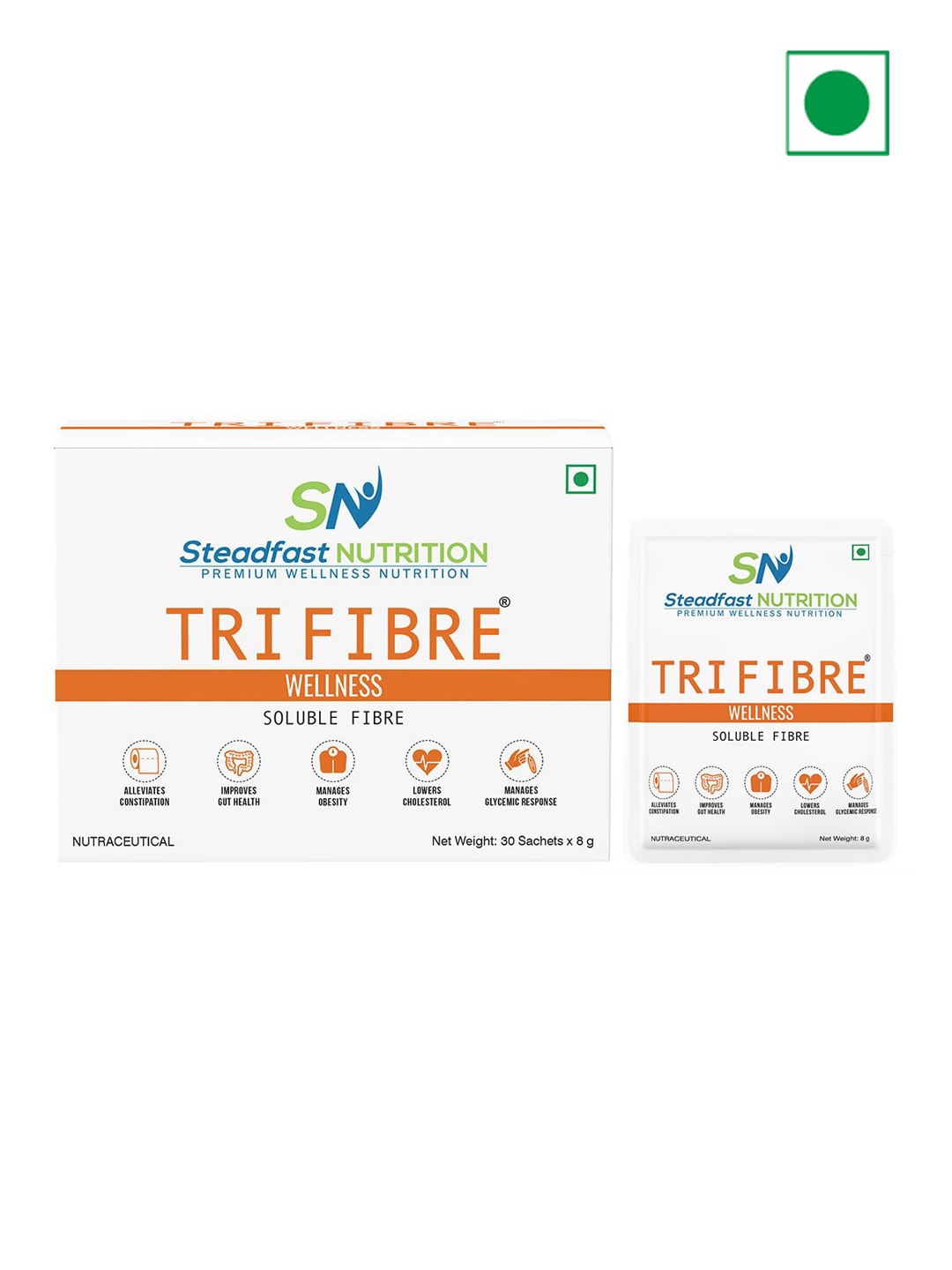 

Steadfast Nutrition TriFibre Clear Soluble Fiber Gluten Free Unflavoured 30 Sachets 240g, White