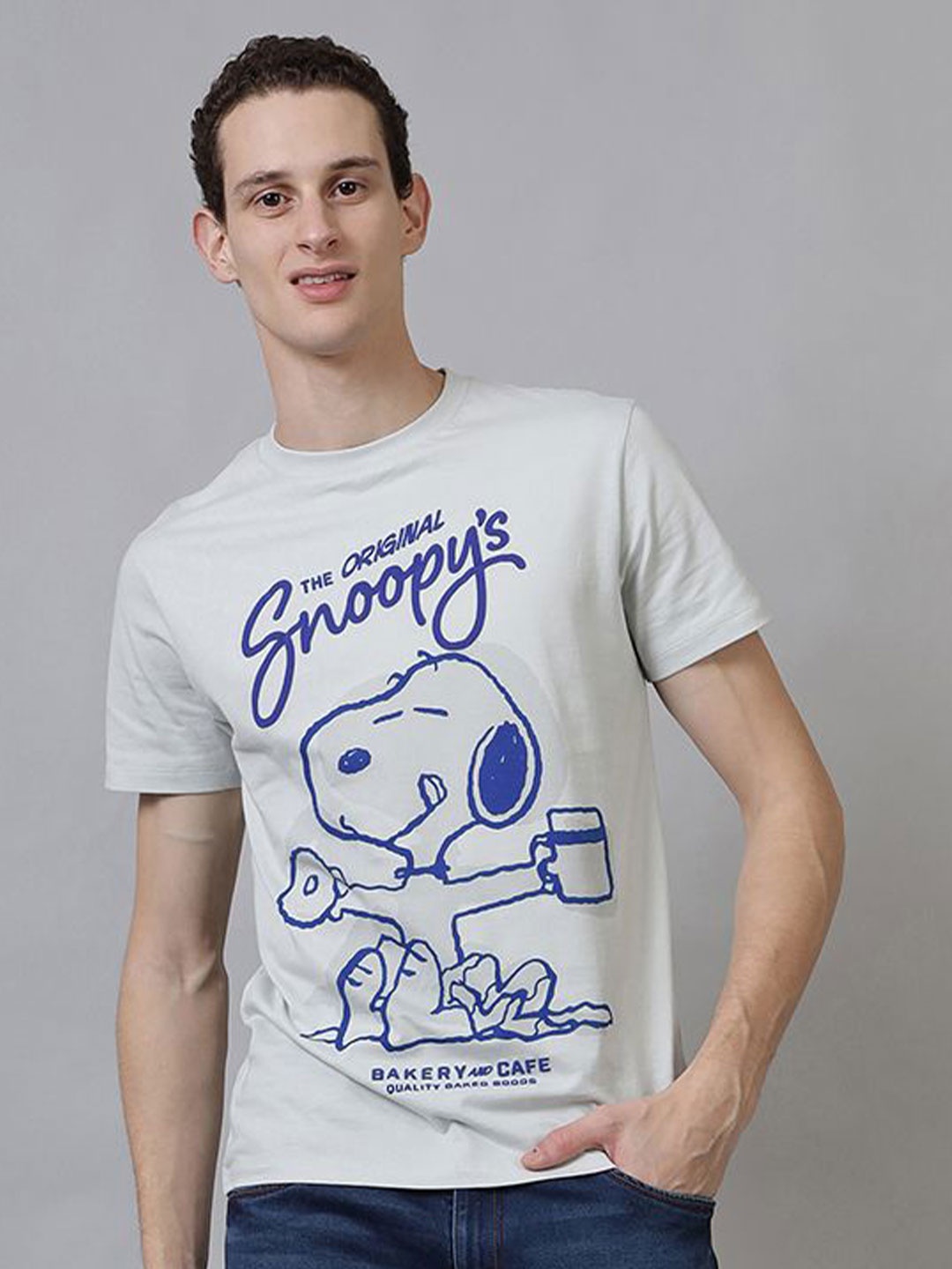 

Free Authority Snoopy Printed Pure Cotton T-Shirt, Grey