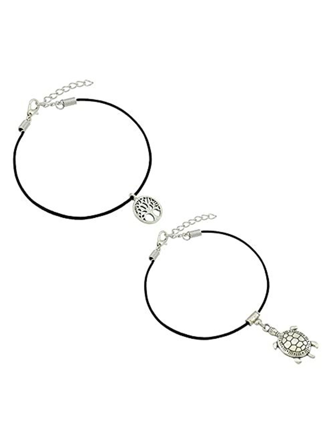 

HIGH TRENDZ Women Set of 2 Anklets, Black