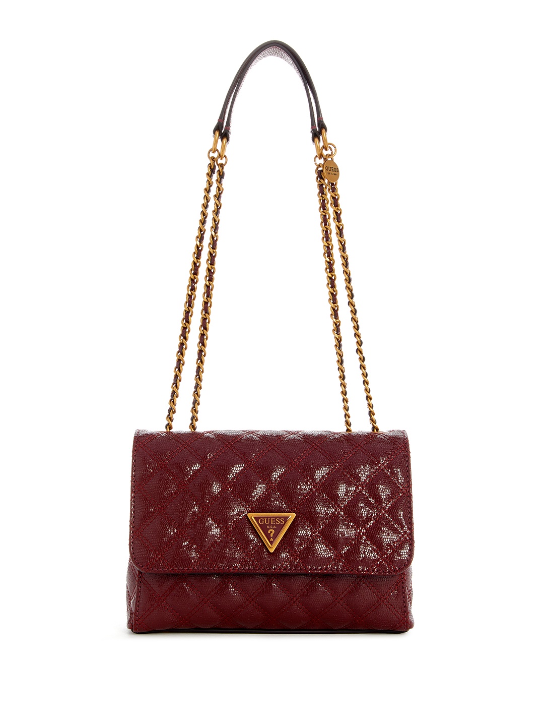 

GUESS Quilted Textured Structured Shoulder Bag, Burgundy