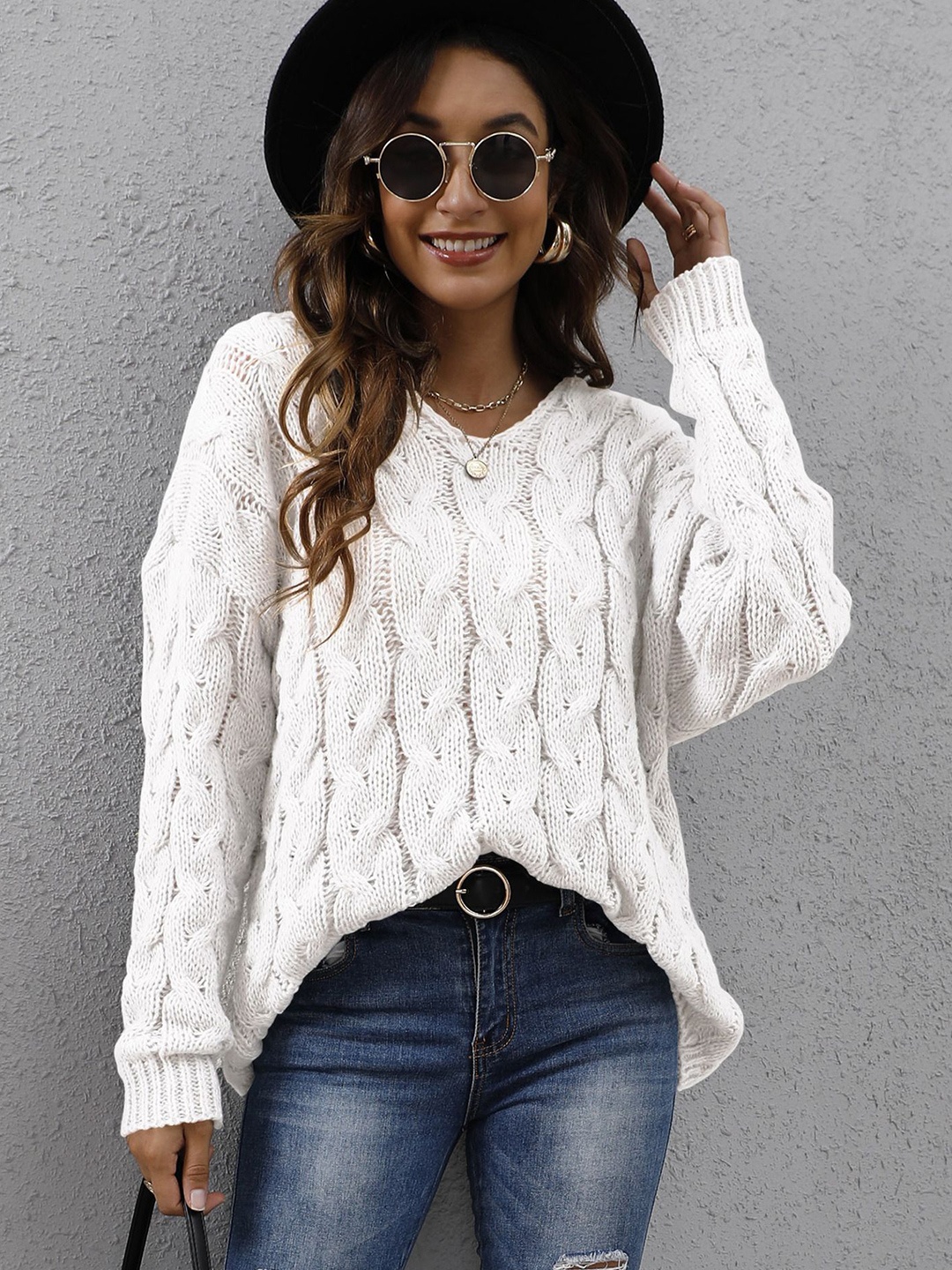 

StyleCast Women Cable Knit Pullover, White